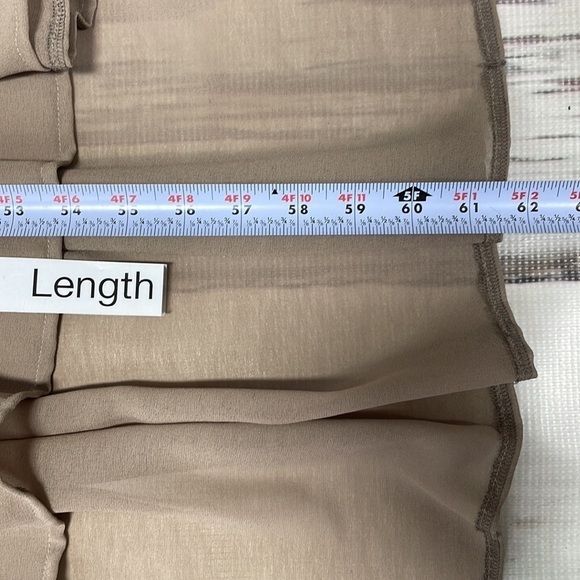 Rosche Dress Tan Maxi Long Sleeves V-Neck Pleated Semi Sheer Size Large Brown - Picture 10 of 13